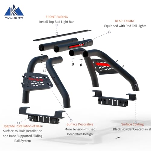 SRB-L016 Sport Bar Roll Bar F150 Silverado Ram Black Steel