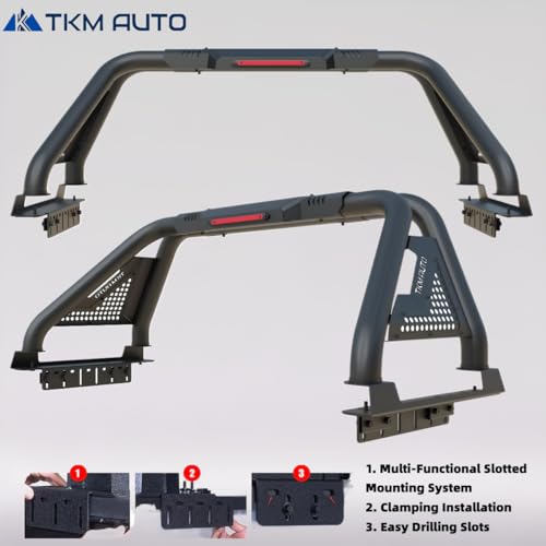 Sport Bar Roll Bar No-Drill F150 Silverado Ram Black Steel E-Coating