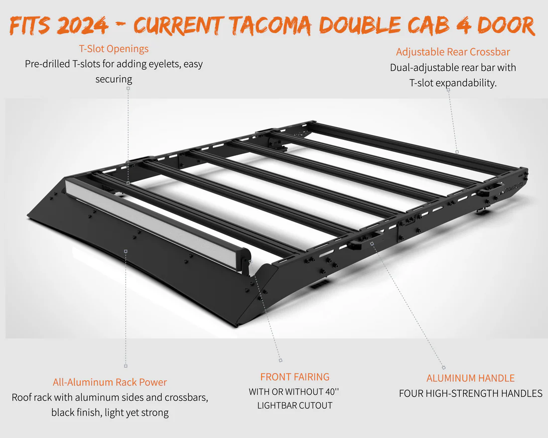 Toyota Tacoma (2024+) Roof Rack Platform 4th Gen Double Cab — Lightweight Full Aluminum