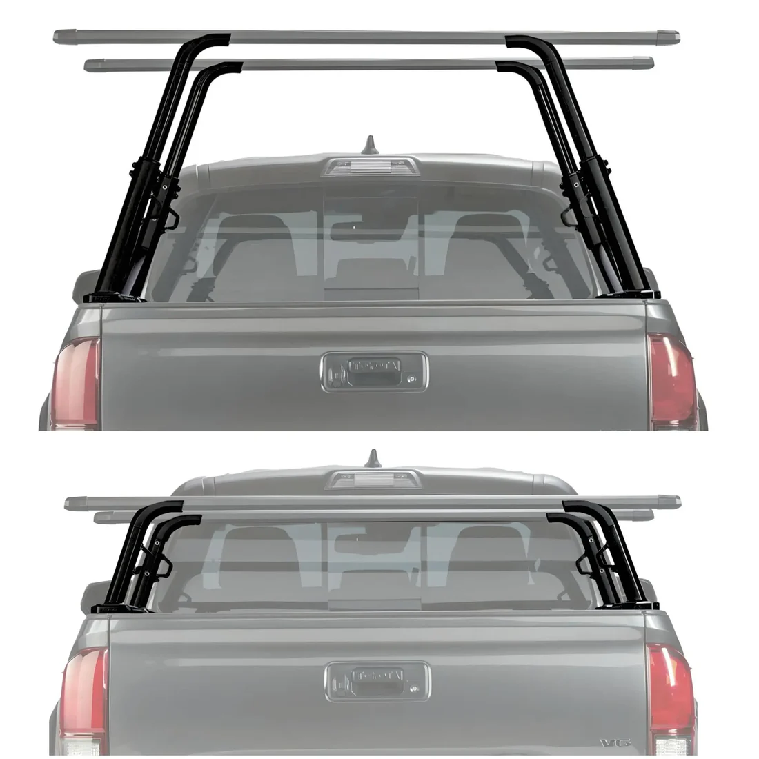 TKMAUTO Black Universal Heavy Duty Truck Bed Rack – Adjustable Height, Extendable, Aluminum Cross Bars for Most Pick-Up Trucks Ram Silverado Tundra F150