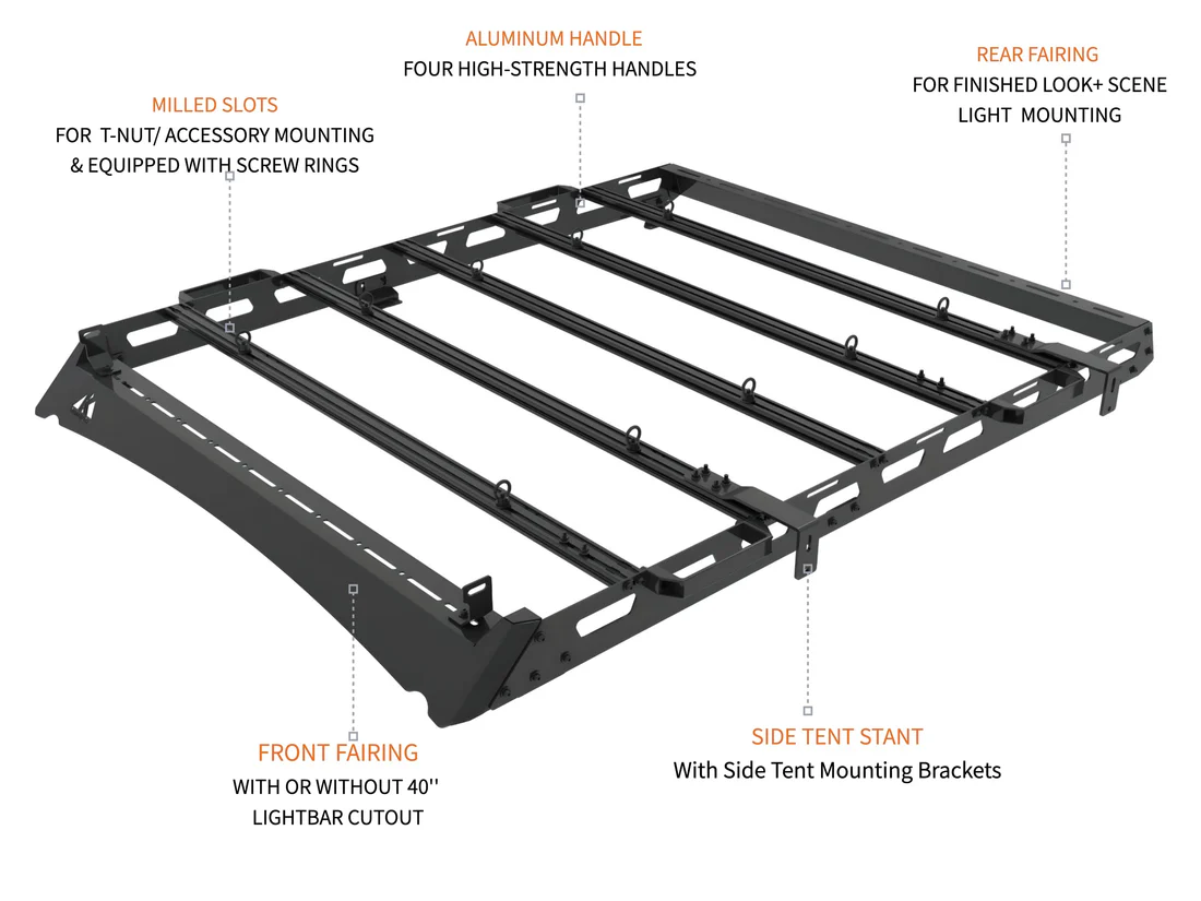 Toyota 4Runner (2010-2024) Roof Rack Platform 5th Gen — Low Profile, Steel Frame + Aluminum Bars