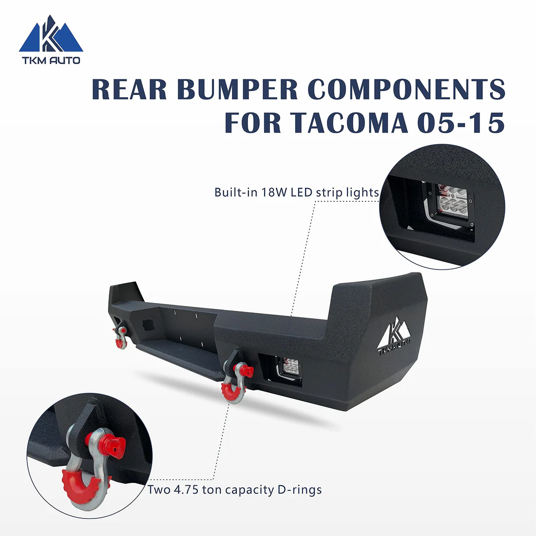 Tacoma Rear Bumper 2005-2015 Heavy Duty Steel Off-Road