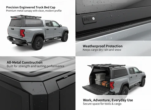 Toyota Tacoma 2016-2023 5ft | TKMAUTO Aluminum Truck Bed Cap Side Windows