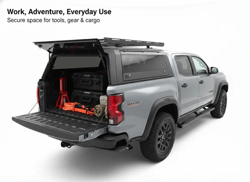 Toyota Tundra 2022-2026 5.5ft | TKMAUTO Aluminum Truck Bed Cap Side Windows