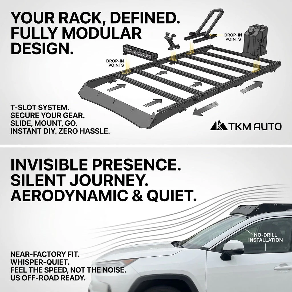 Toyota RAV4 (2019-2025) Roof Rack Platform — Modular Aluminum | Drill-Mount Install