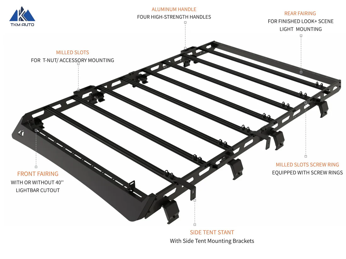Jeep Wrangler JL (2018-2026) Roof Rack Platform 4-Door — Full Length, Steel Frame + Aluminum Crossbars