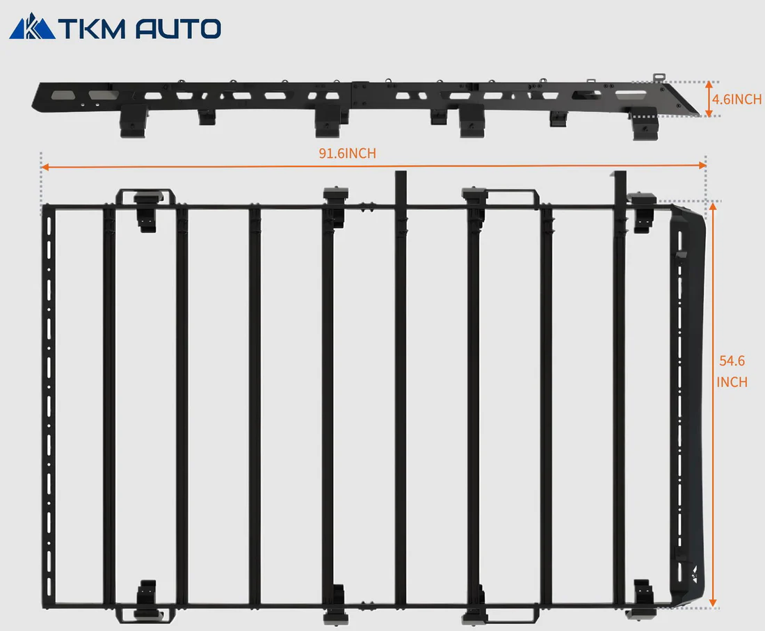Jeep Wrangler JL (2018-2026) Roof Rack Platform 4-Door — Full Length, Steel Frame + Aluminum Crossbars