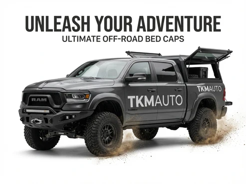 RAM 1500 Truck Bed Cap 2019-2025 6.4ft | TKMAUTO Premium Aluminum Camper Shell with Side Windows