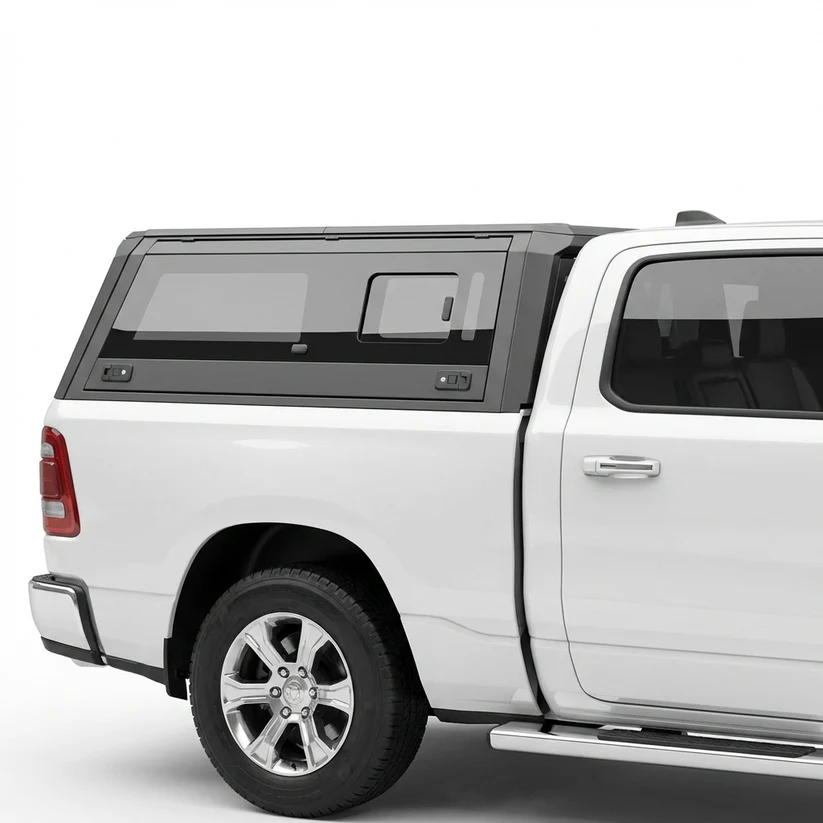 RAM 1500 Truck Bed Cap 2009-2018 6.4ft | TKMAUTO Premium Aluminum Camper Shell with Side Windows