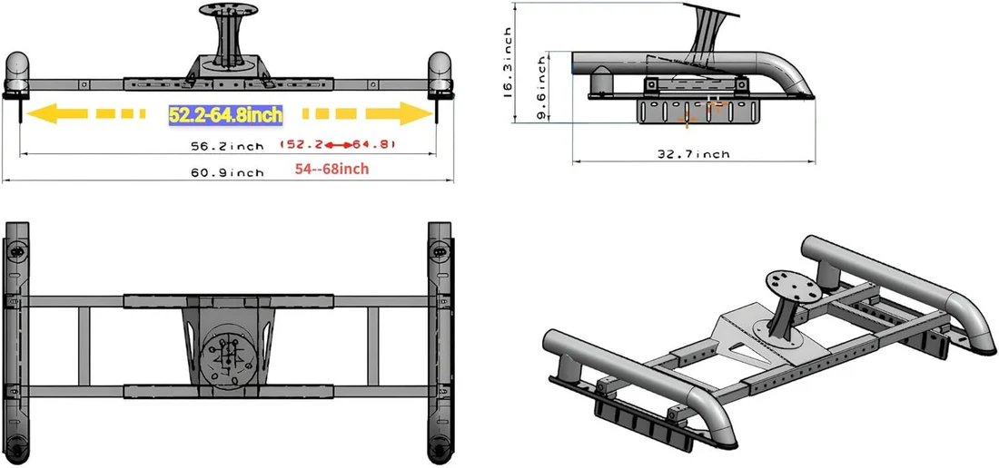 SRB-R002 Spare Tire Carrier Full-Size Mid-Size Trucks Black Steel